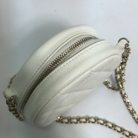 AUTHENTIC CHANEL CC Mark Pochette Matelasse Quilted Round Chain Bag - Picture 9 of 13